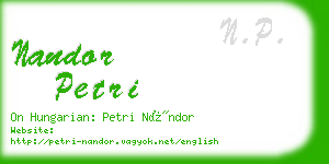 nandor petri business card